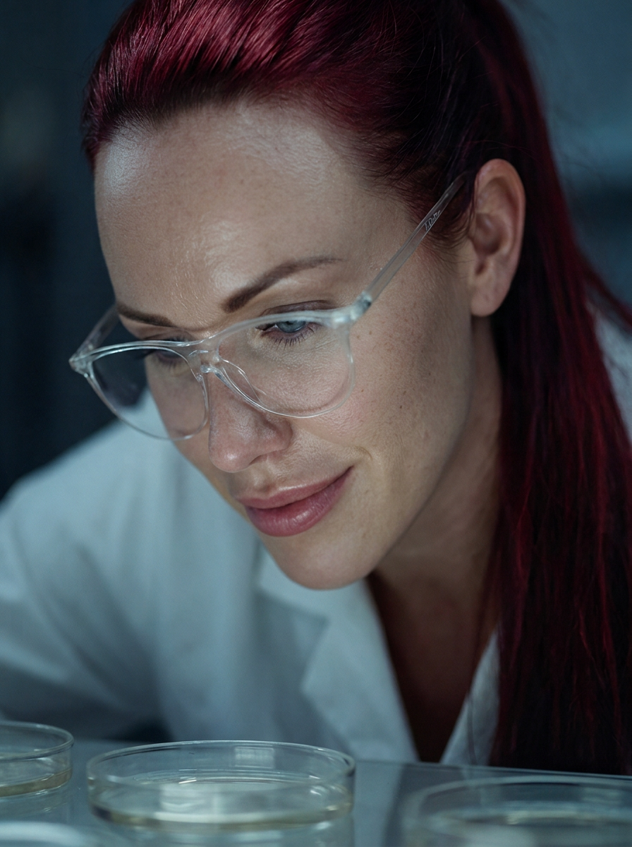 Sofie Raddatz examining formulations in the Sorada laboratory